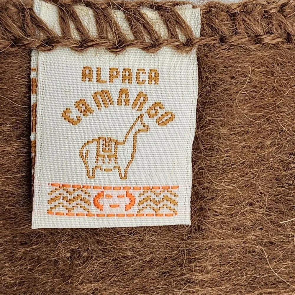 Alpaca Camargo Unisex Brown Fringe Scarf‎ Shawl Alpaca Blend Length 69 inch